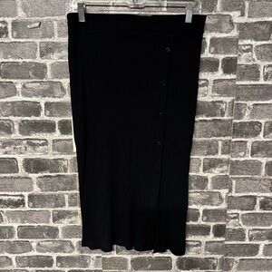 Amour Vert midi skirt black ribbed button front detail pull on